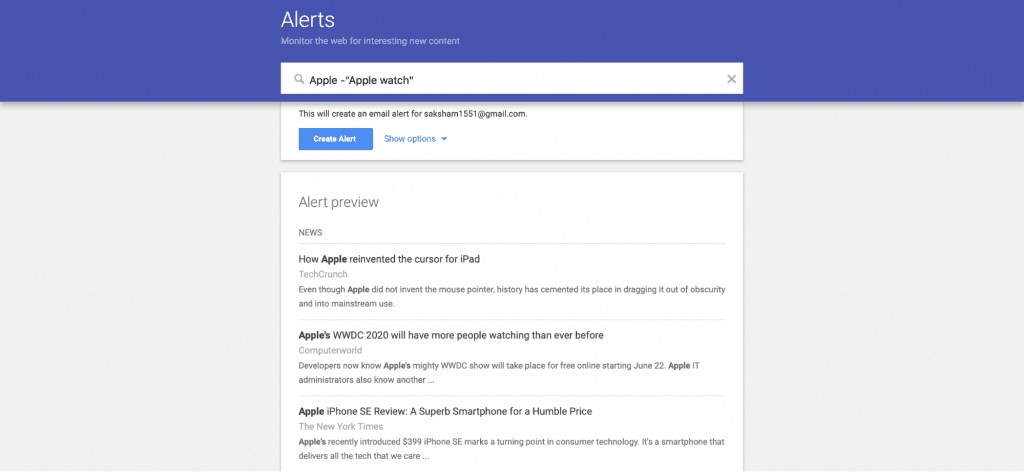 How to add keywords in Google Alerts