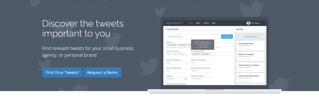 MyTweetAlerts Twitter Monitoring tool for PR Activities