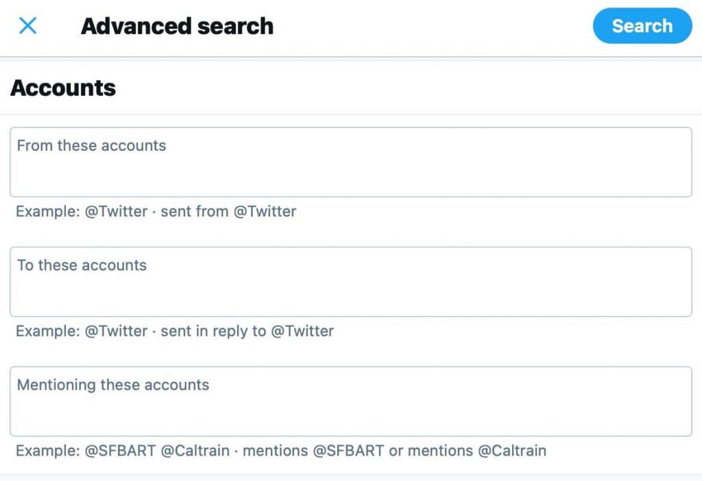Twitter Advanced Search account fields